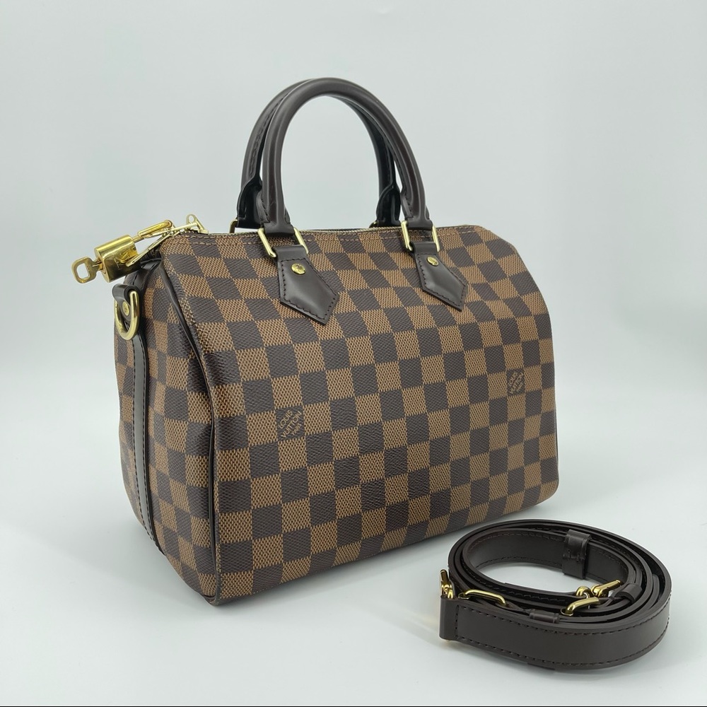 Louis Vuitton Speedy Damier Ebene Bandouliere 25 AUTH